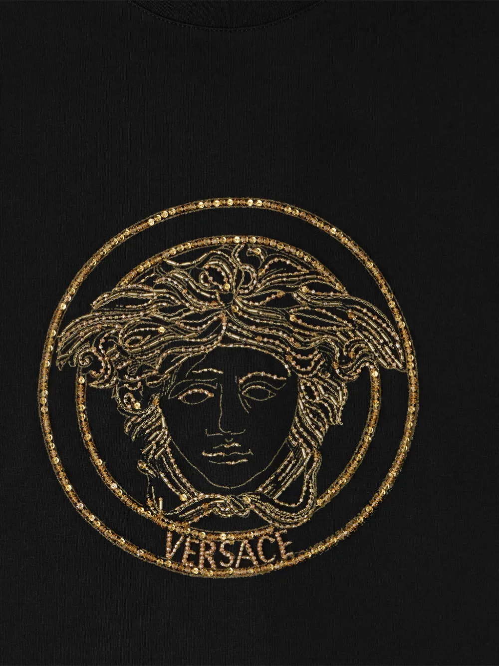 Versace T-shirt verfraaid met pailletten en Medusa-borduurwerk Zwart