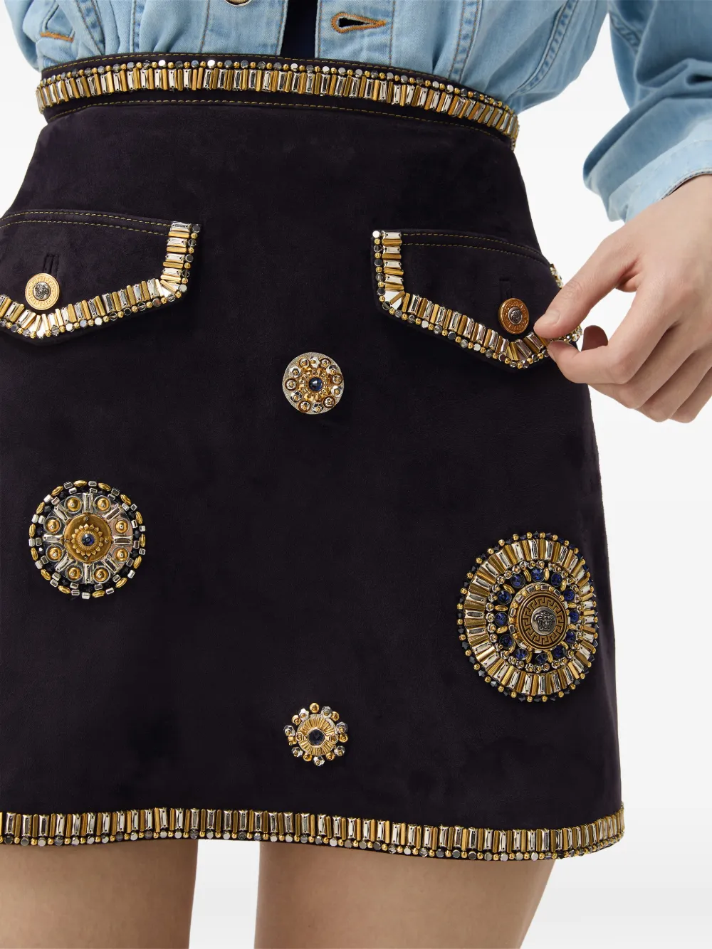 Versace Mini-rok met borduurwerk Zwart