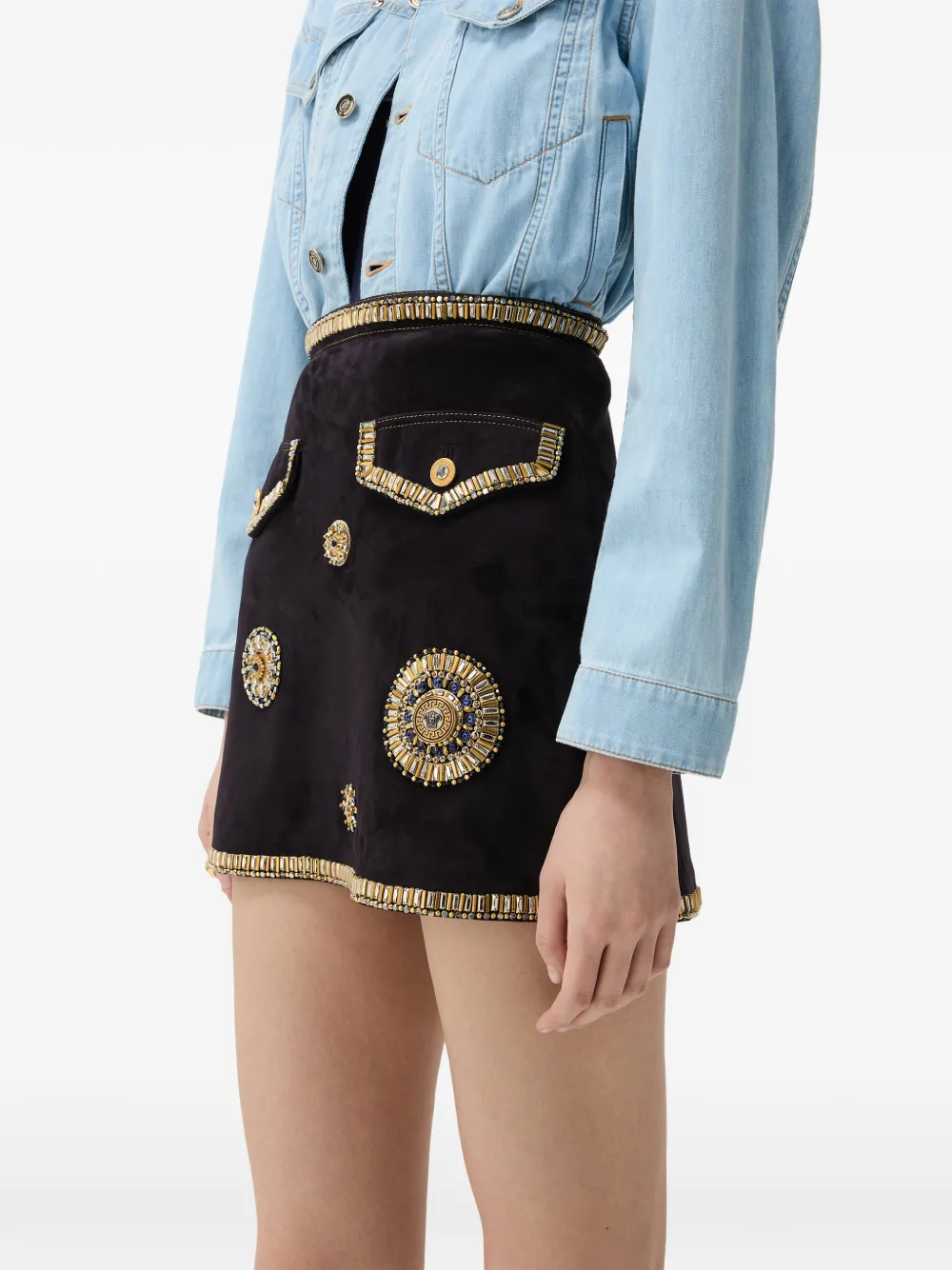 Versace Mini-rok met borduurwerk Zwart
