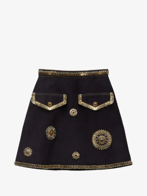 Versace embroidered suede mini skirt