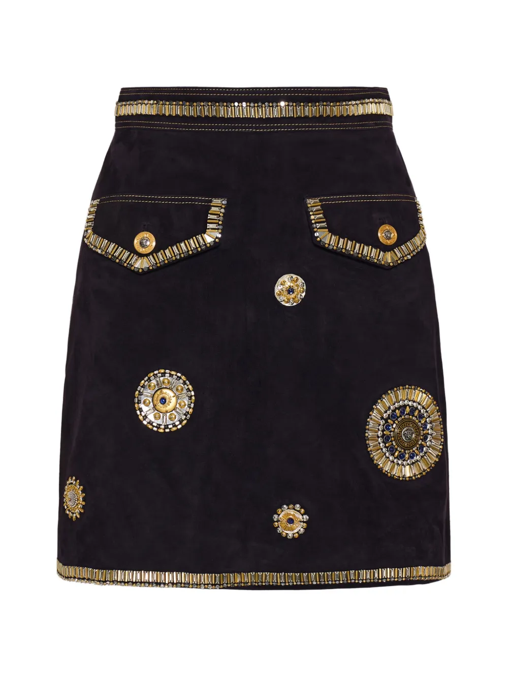 Versace embroidered suede mini skirt | Black | Image 1