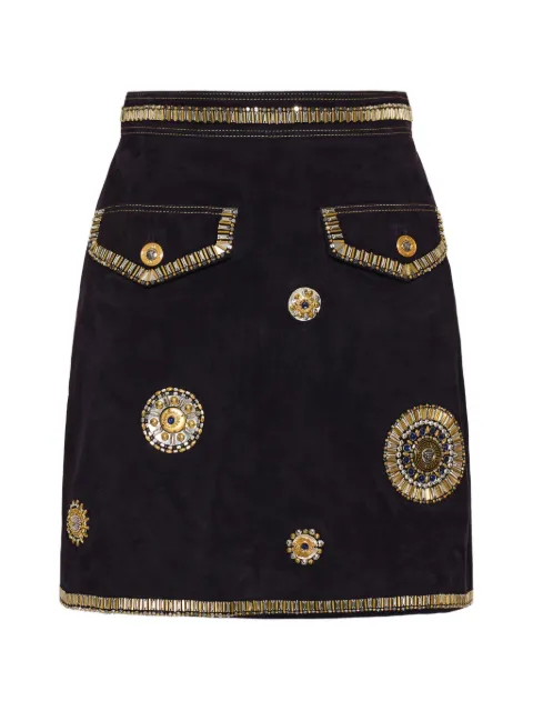 Versace embroidered suede mini skirt