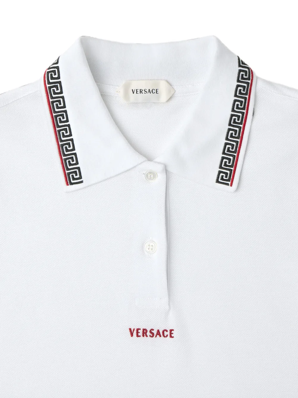 Versace Katoen piqué poloshirt met geborduurd logo Wit