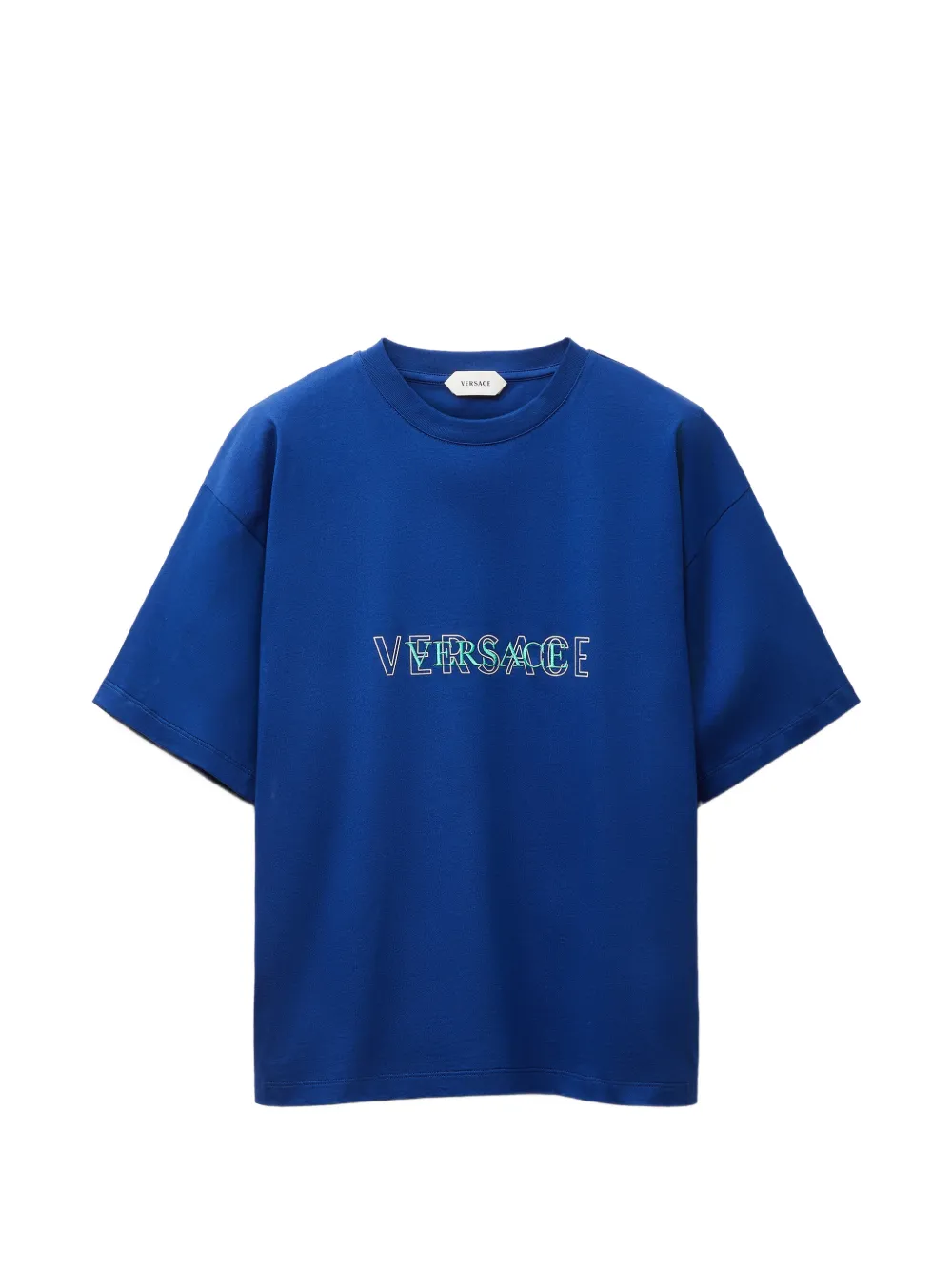 Versace embroidered-logo cotton-jersey regular T-shirt - Blu