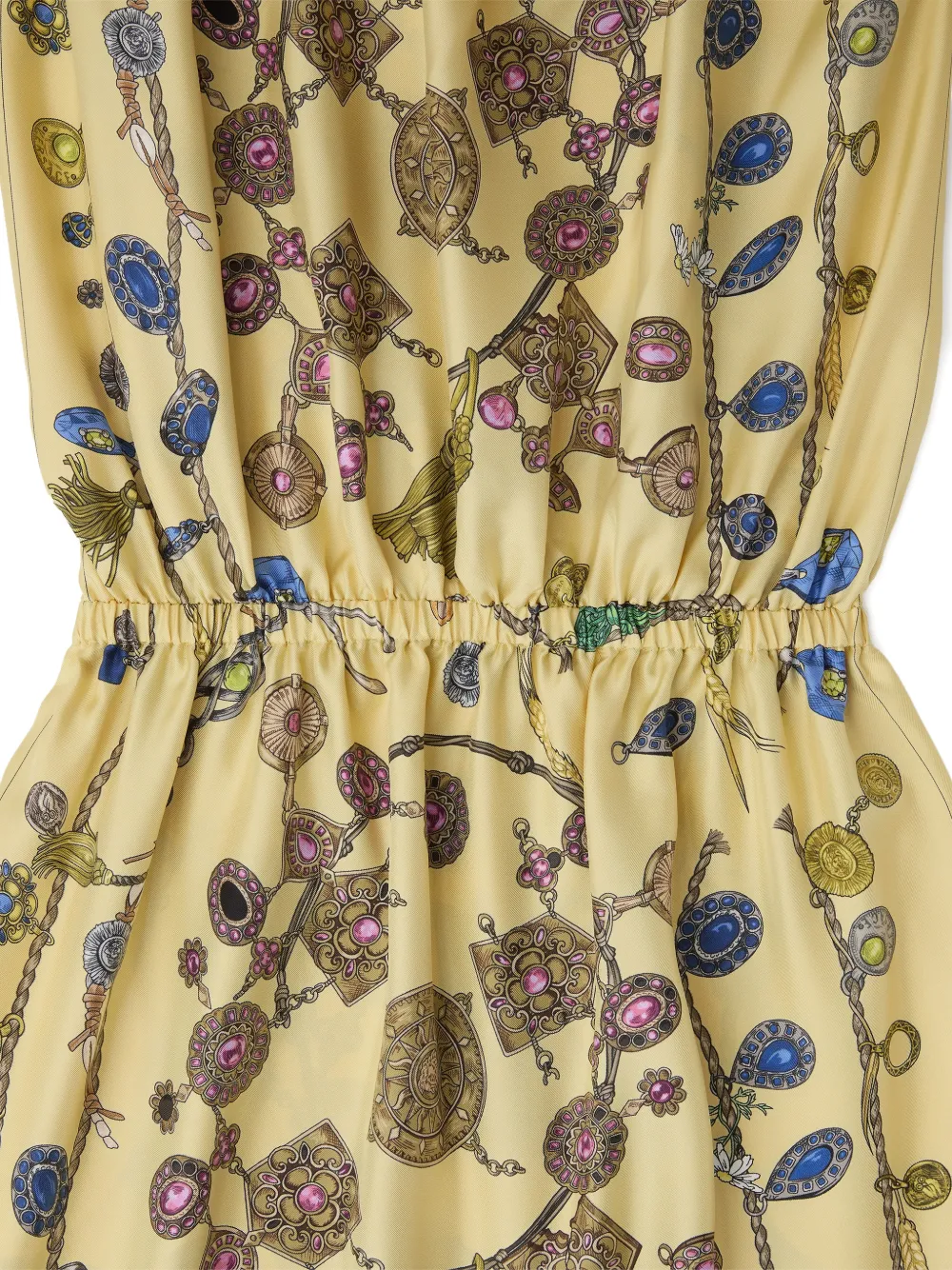 Versace Midi-jurk met col en print Geel