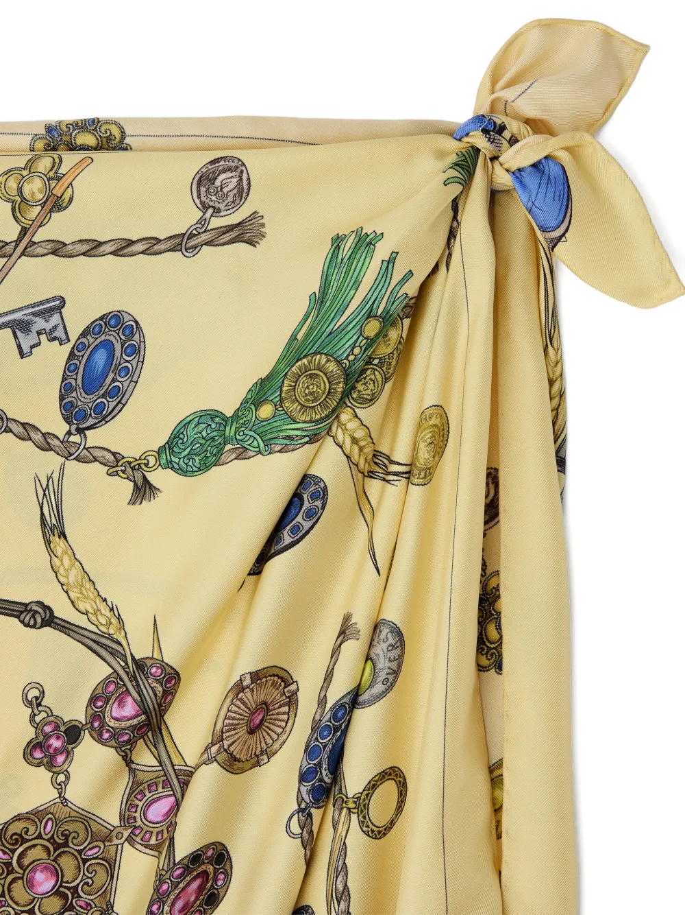 Versace Midi-jurk met col en print Geel