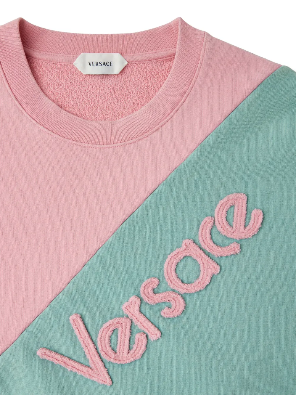 Versace Geborduurd katoenen jersey sweater met korte mouwen Groen