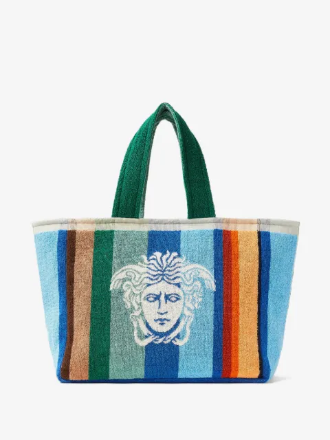 Versace striped cotton-Terry jacquard tote bag