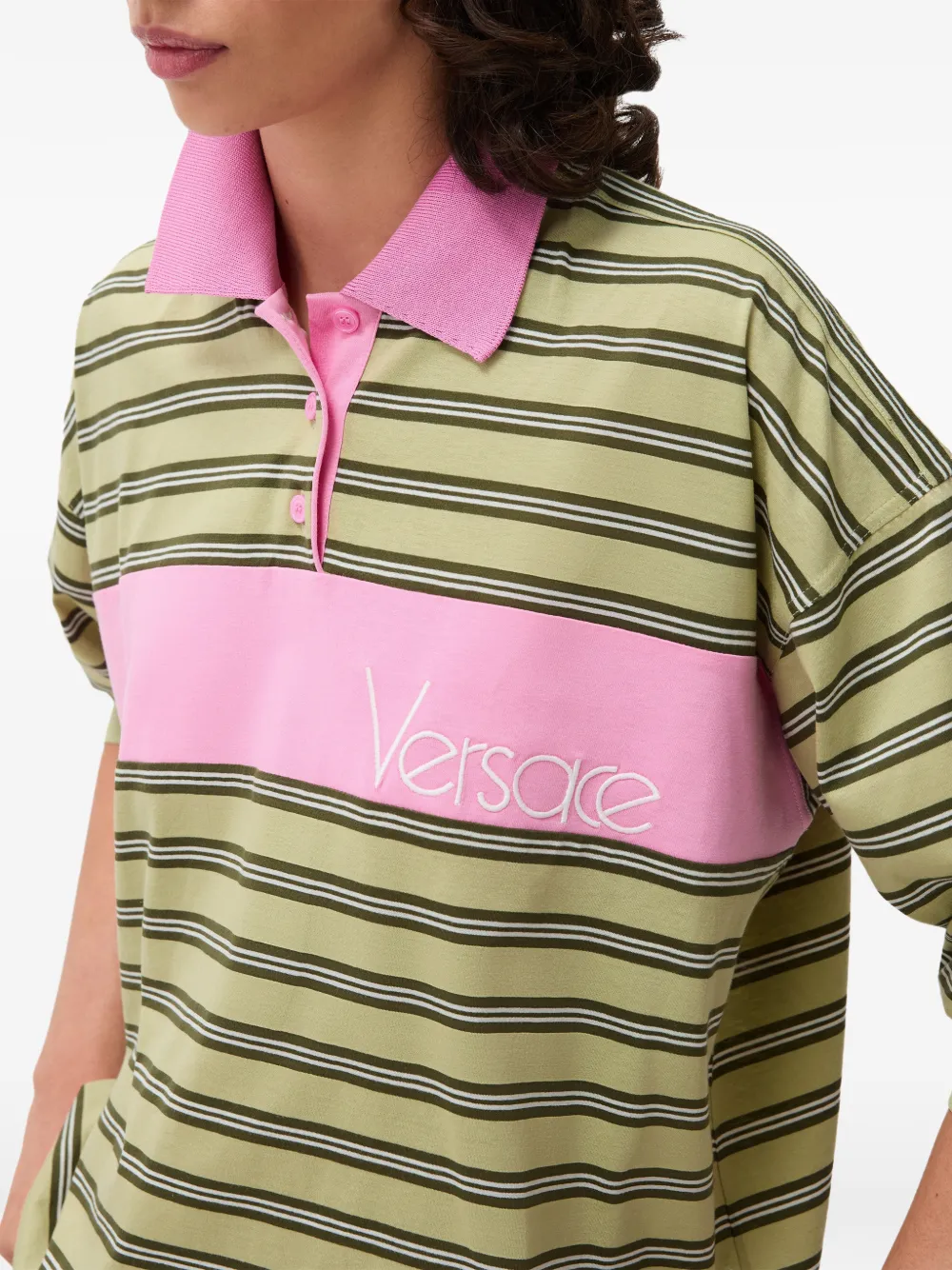 Versace Gestreept poloshirt met knopen Geel