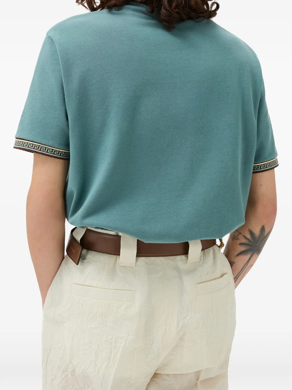 Versace Poloshirt met Medusa-borduurwerk en Greca-afwerking Blauw