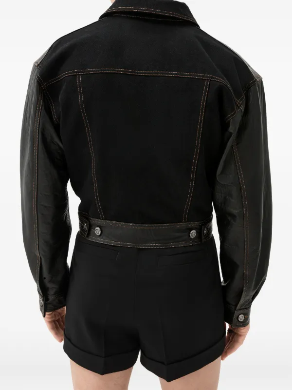 Versace contrast-panel button-up Jacket | Black | FARFETCH