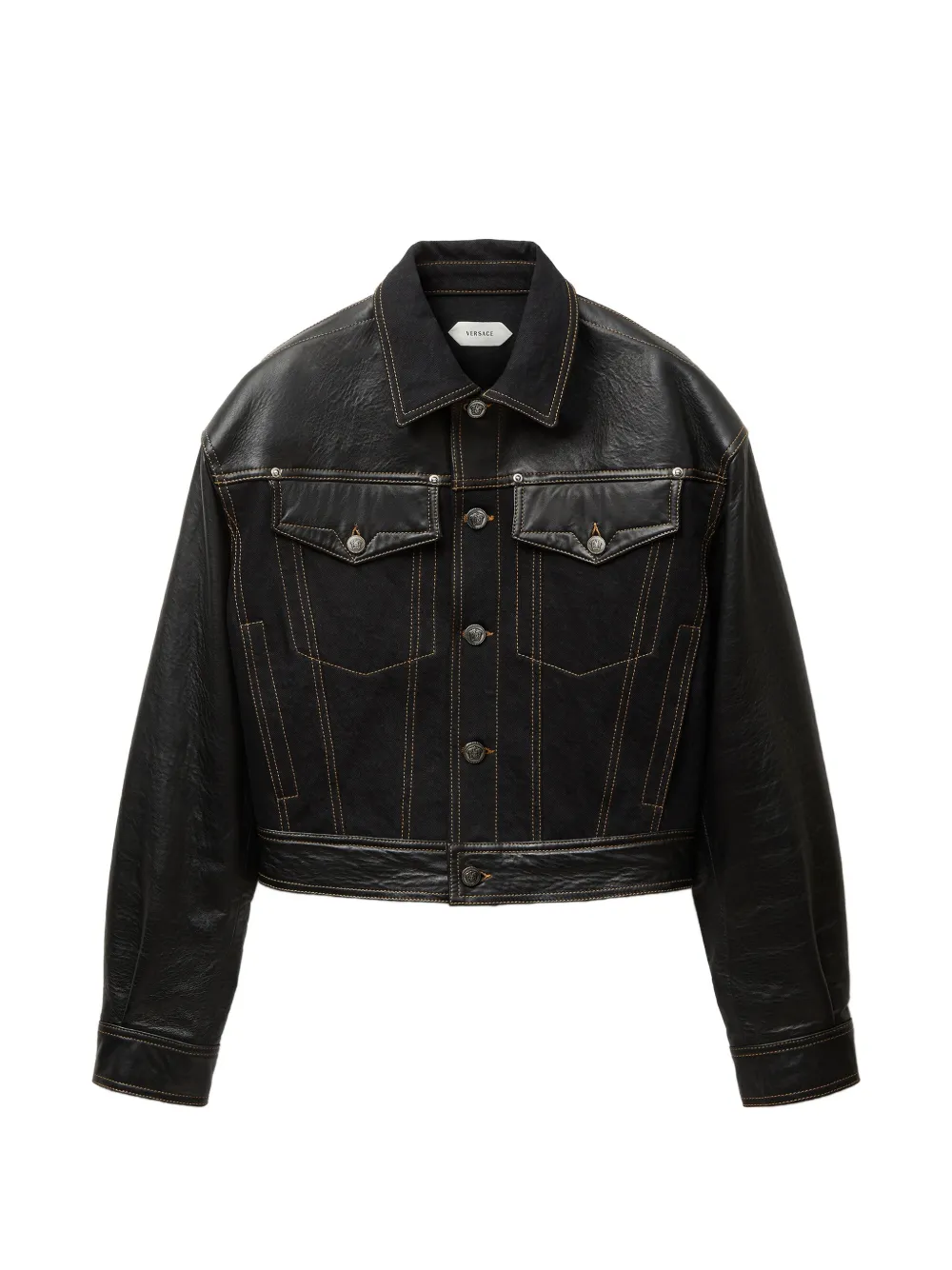 Versace contrast-panel button-up jacket | Black | Image 1