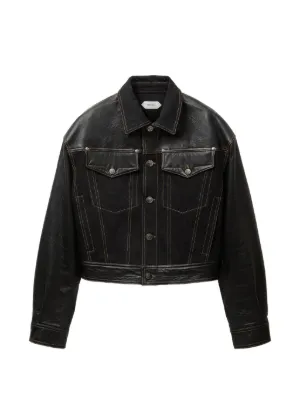 Versace レザーシャツジャケット | ブラック | FARFETCH JP