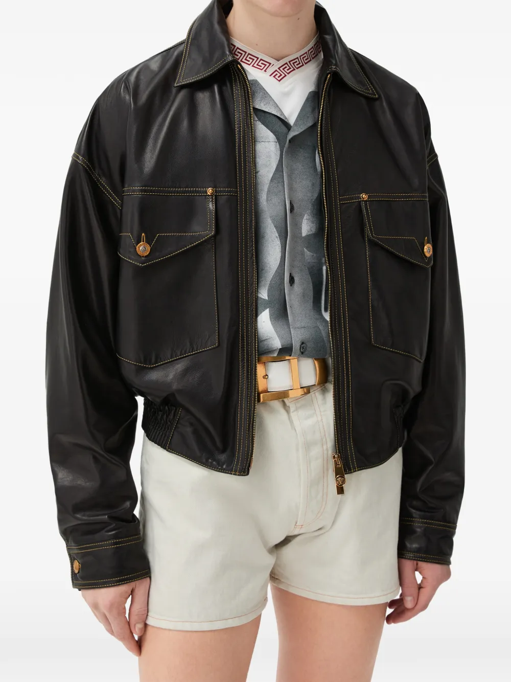 Versace Nappa bomberjack Zwart