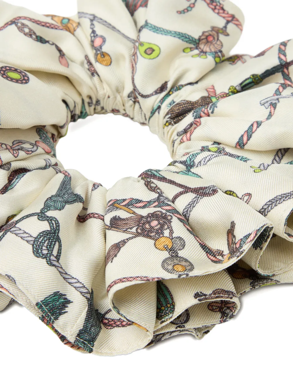 Versace Zijde-twill scrunchie met print Wit