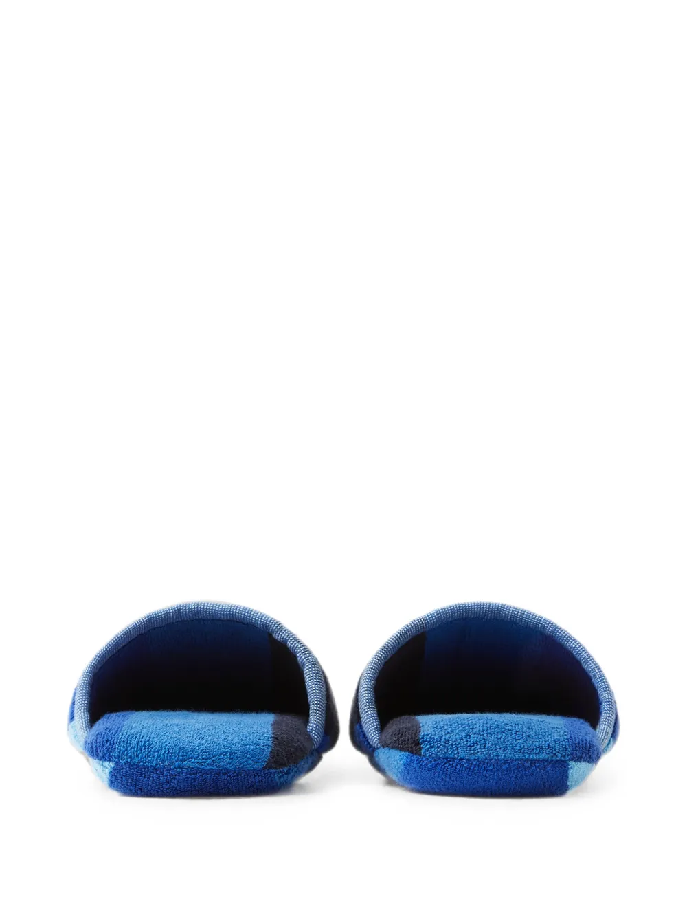 Versace Home Gestreepte katoenen badstof jacquard slippers Blauw