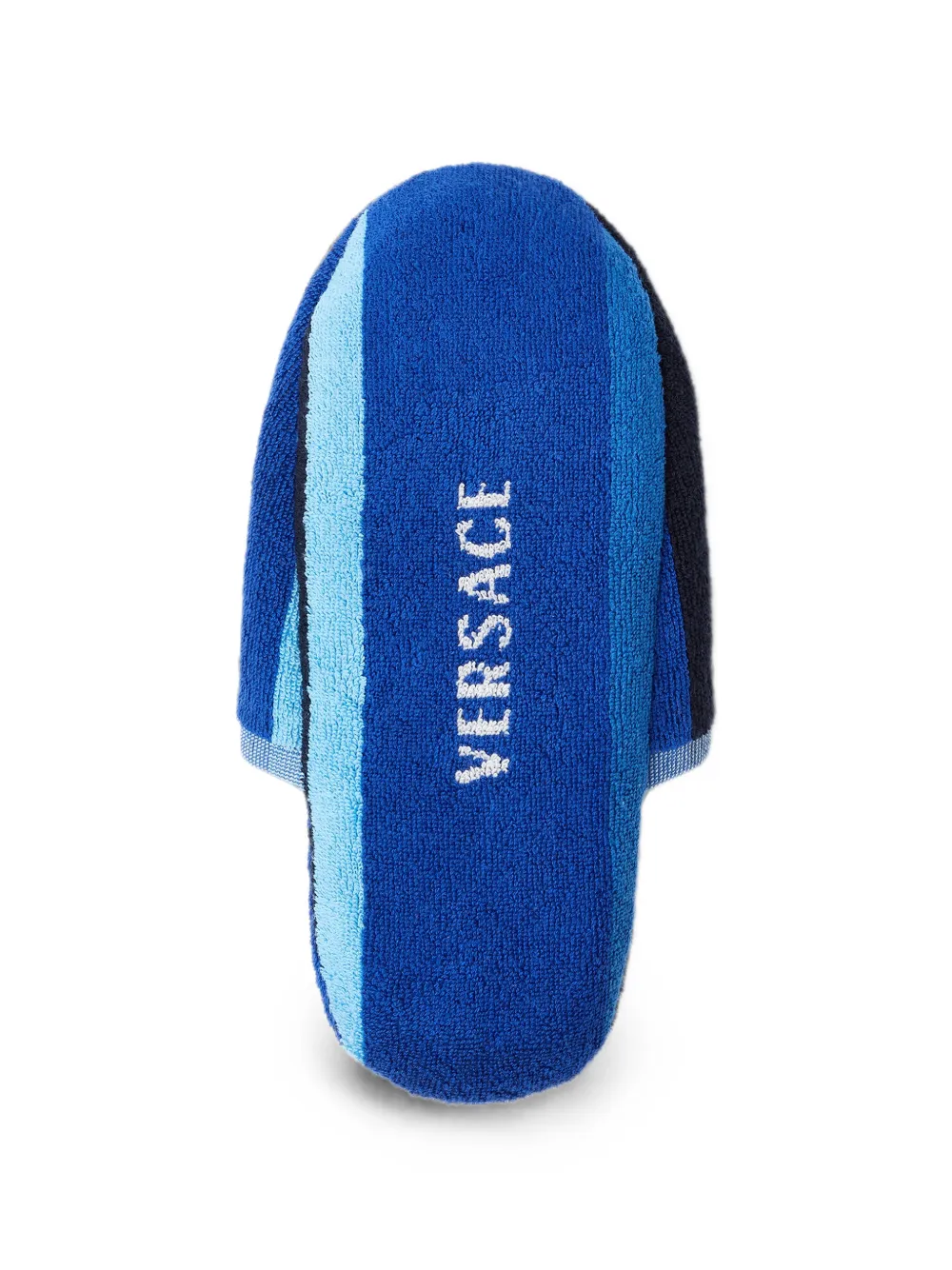 Versace Home Gestreepte katoenen badstof jacquard slippers Blauw