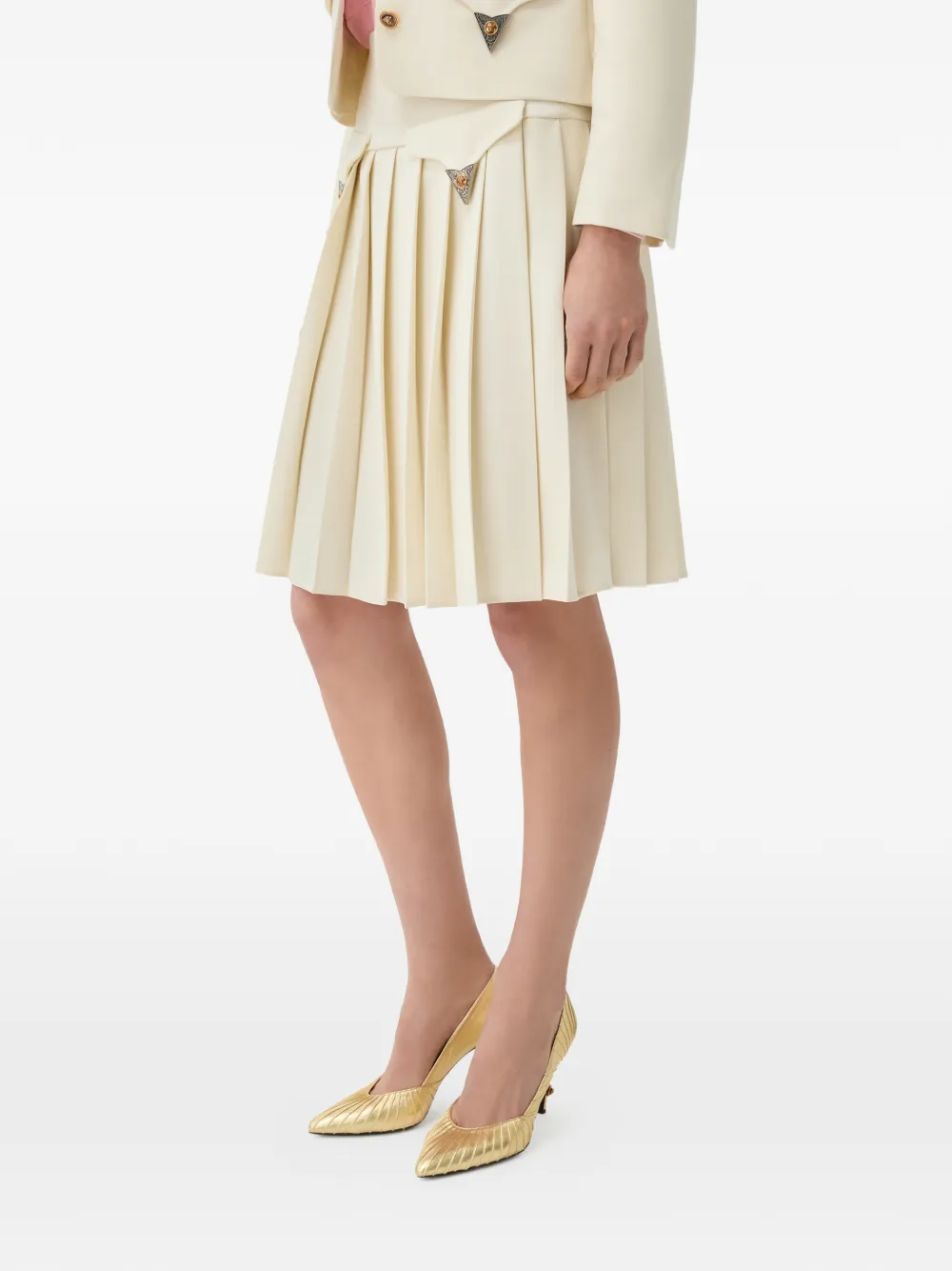 Versace Mini-plooirok met Medusa kop Beige