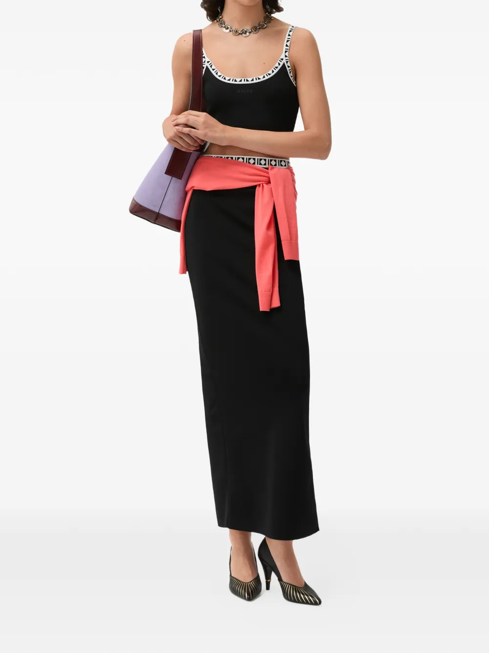Versace Lange rok van jacquard Zwart