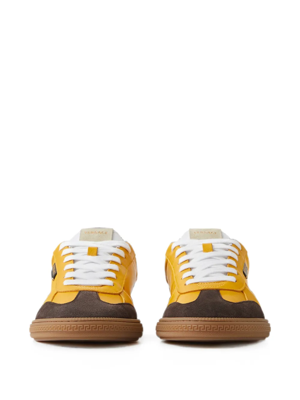 Versace Greca Court nappa en suède sneakers Geel