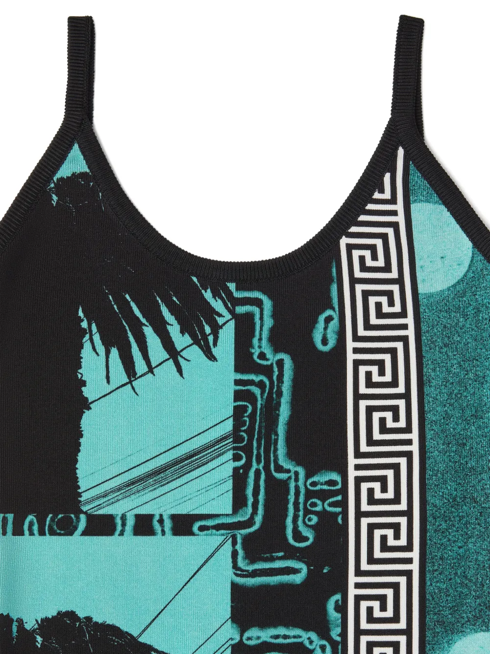 Versace Jurk met grafische patroon en Greca-print Blauw