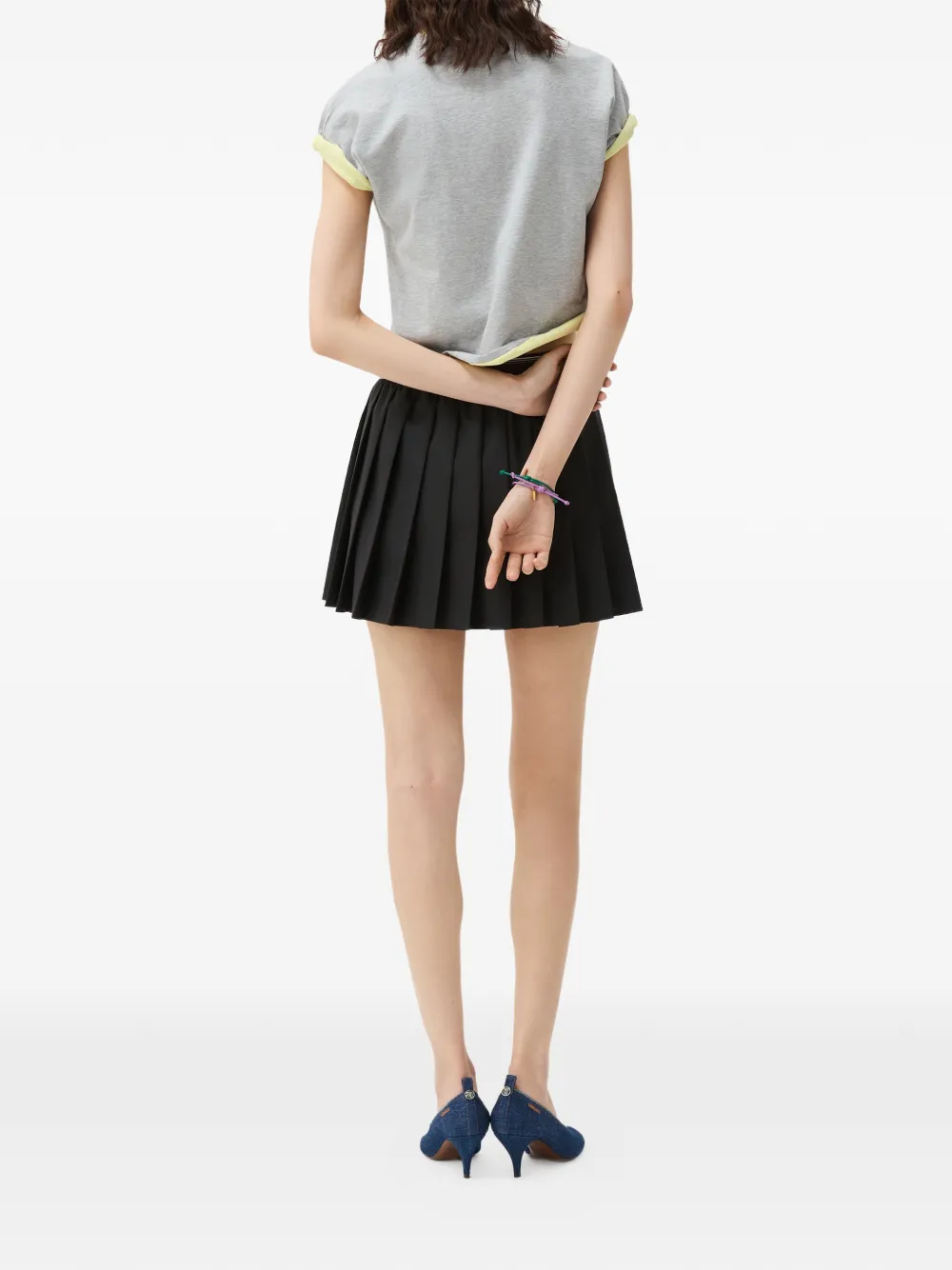 Versace Geplooide mini-rok van wol-mohair Zwart