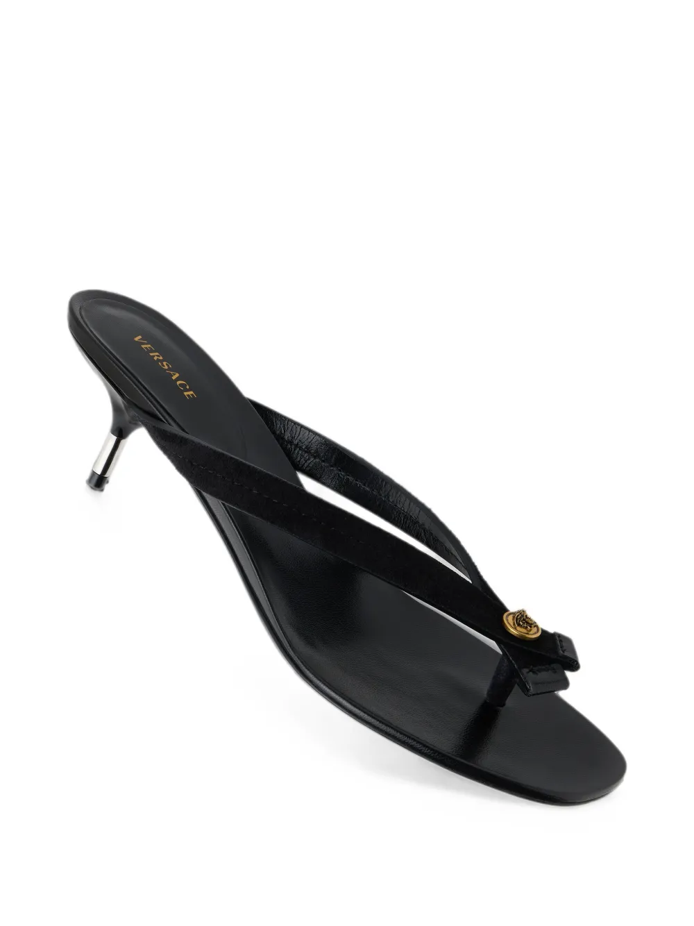 Versace Medusa-plaque kitten-heel mules Zwart