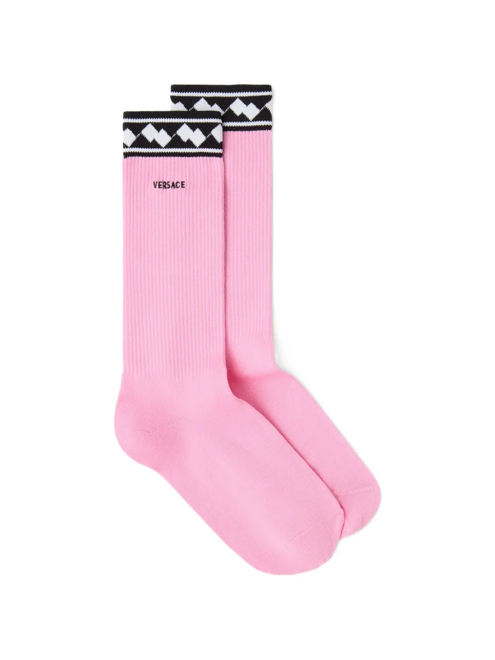 Versace Calzini in cotone a coste con ricamo jacquard - Rosa