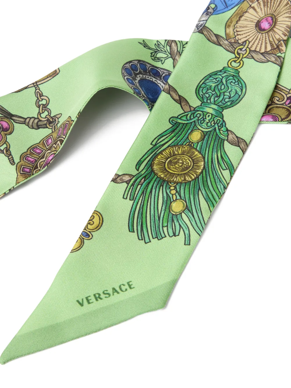 Versace Zijden twill lint met print Groen