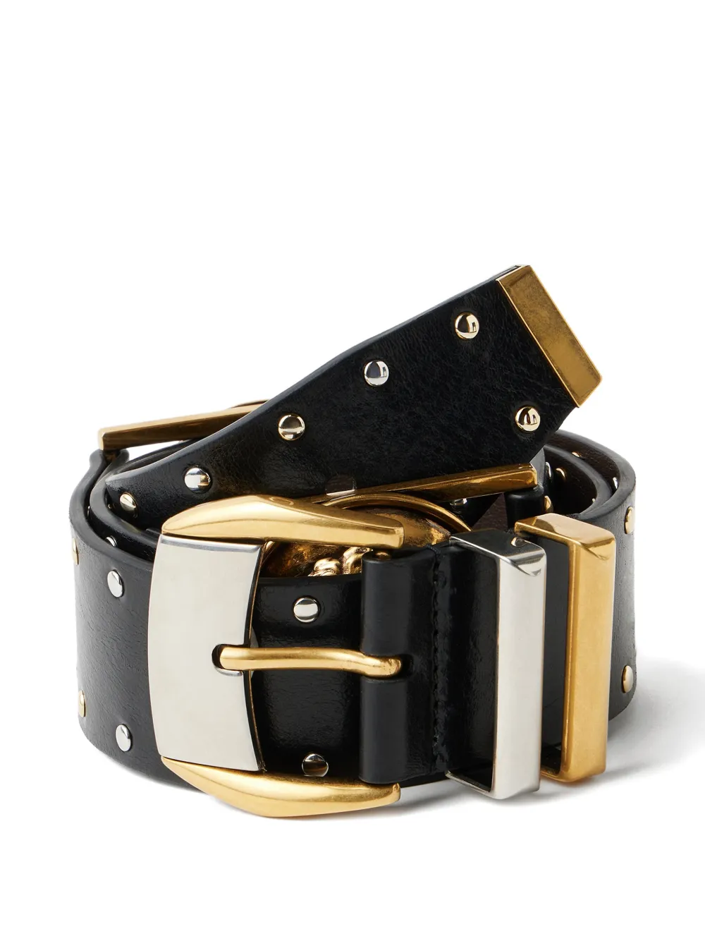 Versace studded leather belt 4 cm - Nero