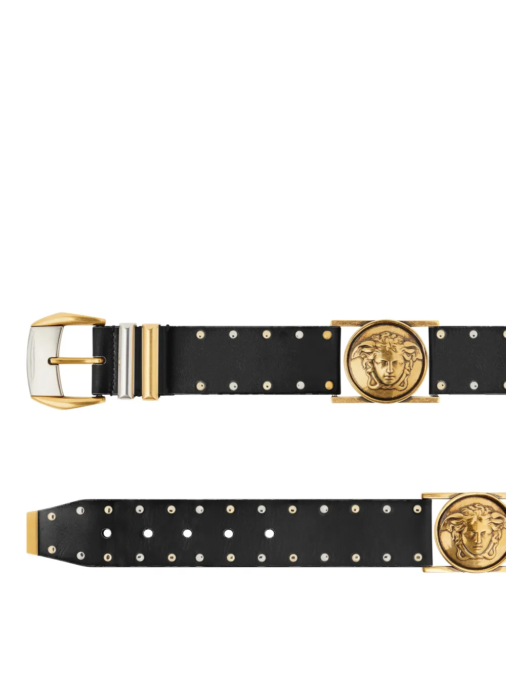 Versace Leren riem met studs (4 cm) Zwart