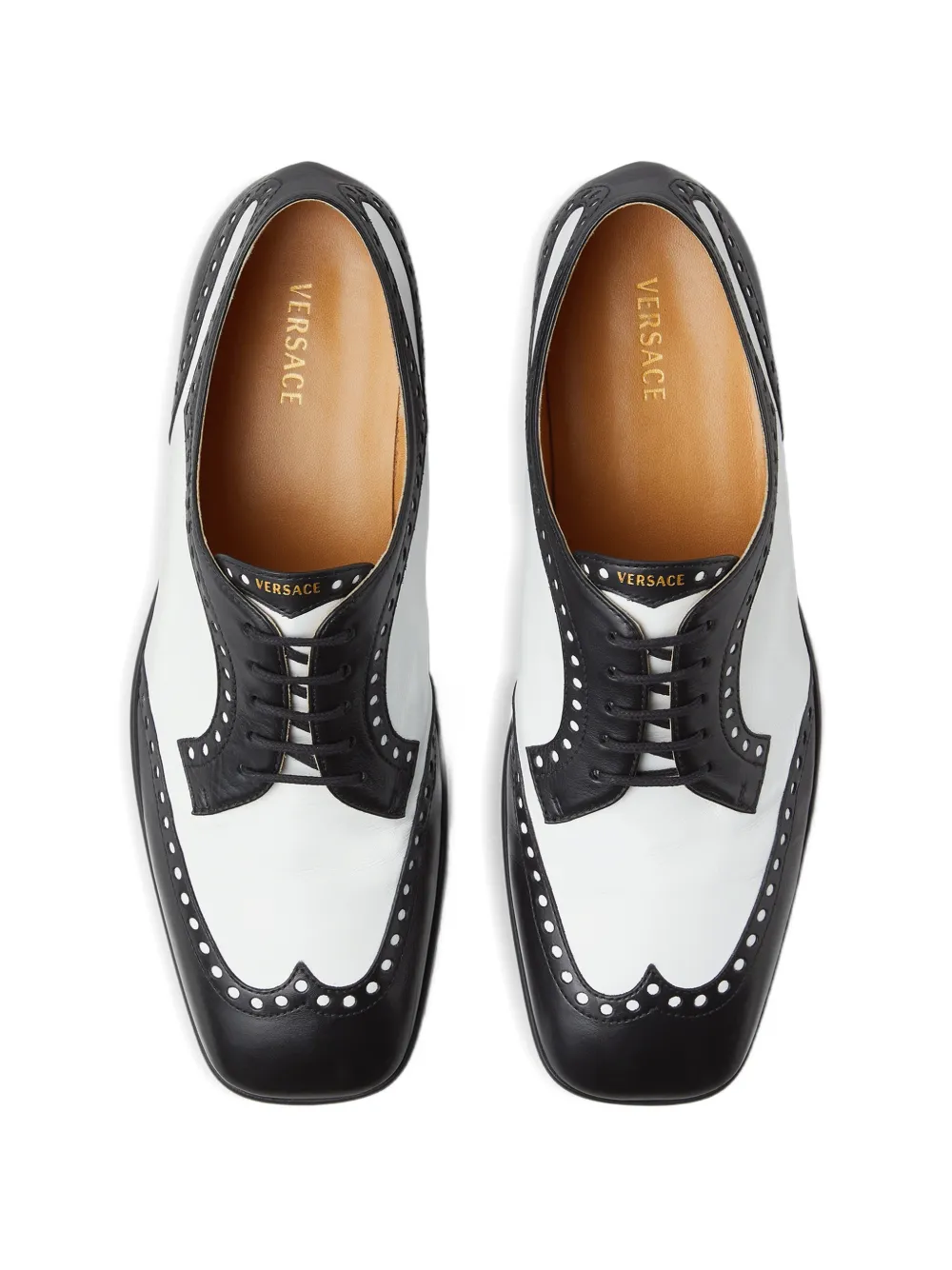 Versace Mick leren derby schoenen Zwart
