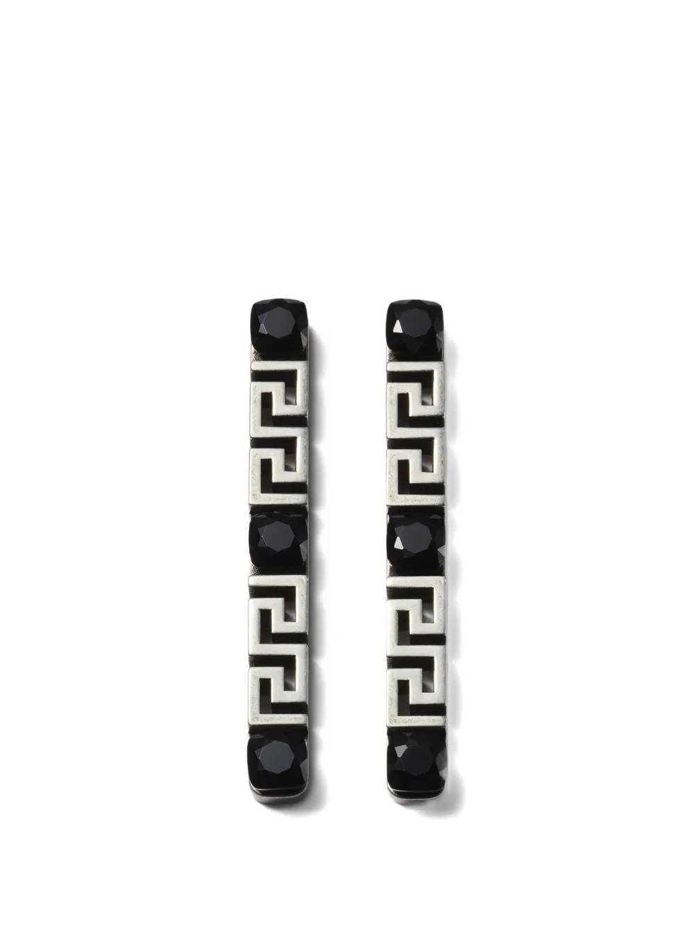 Versace 그레카 크리스털 장식 이어링 | 실버 톤 | Image 1