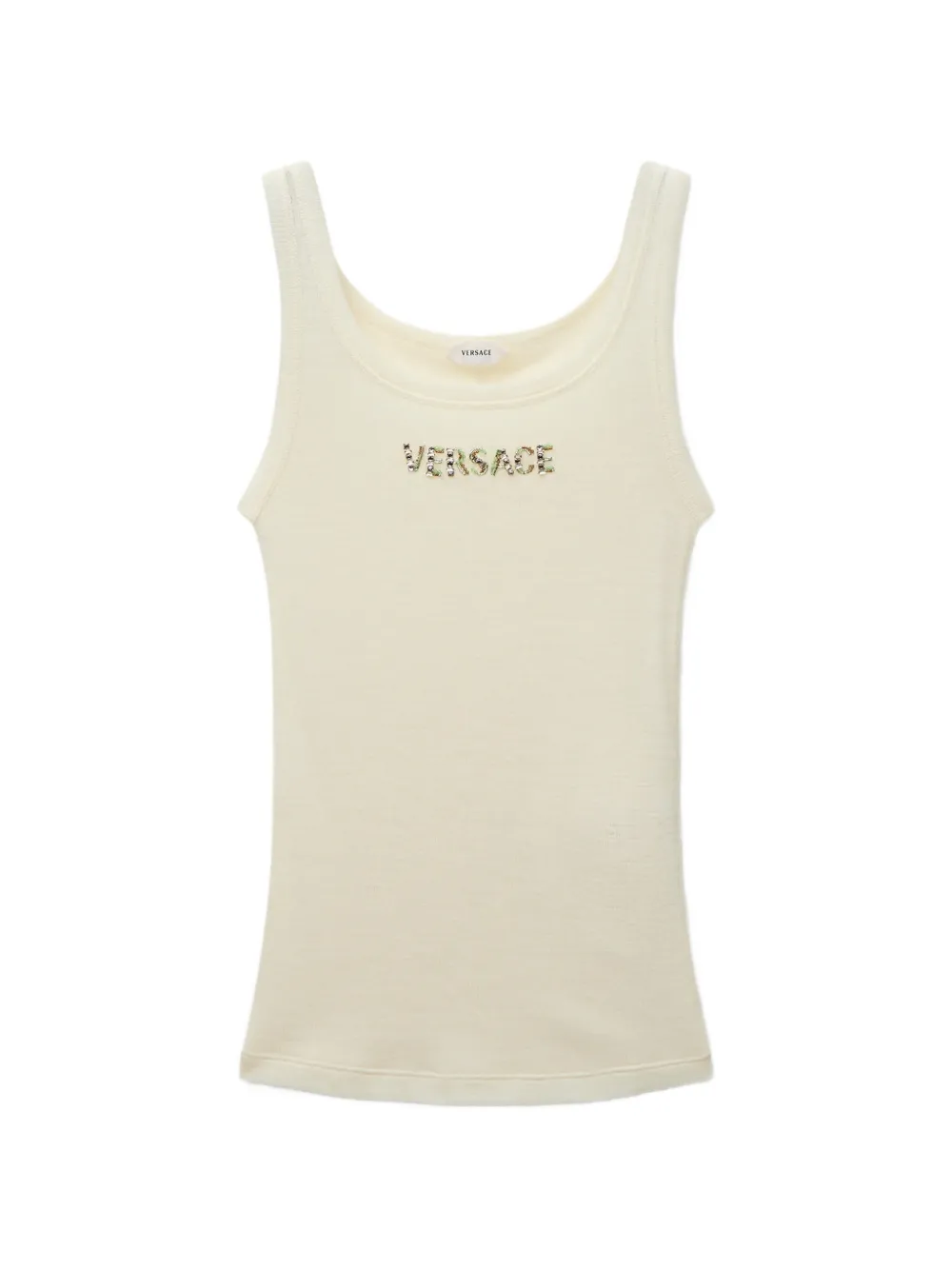 Versace crystal-embellished tank top - Neutrals