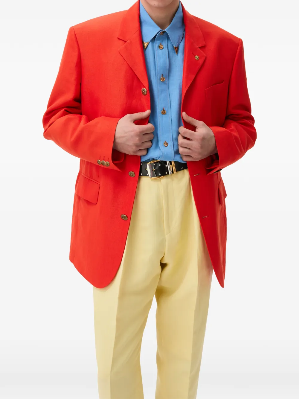 Versace Wollen-linnen blazer Rood