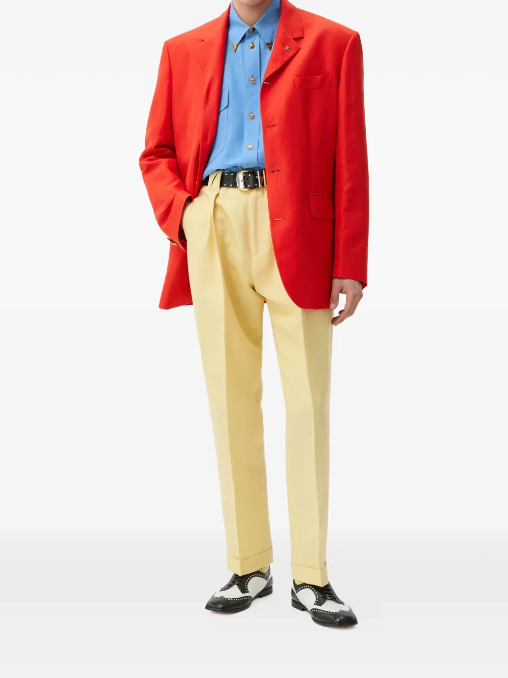 Versace Wollen-linnen blazer Rood