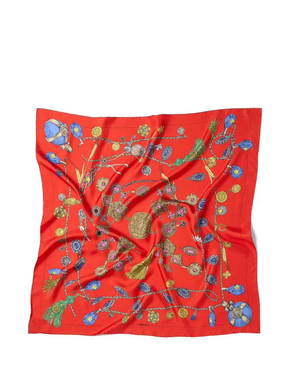 Versace printed silk twill scarf 90 cm | Red | Image 1