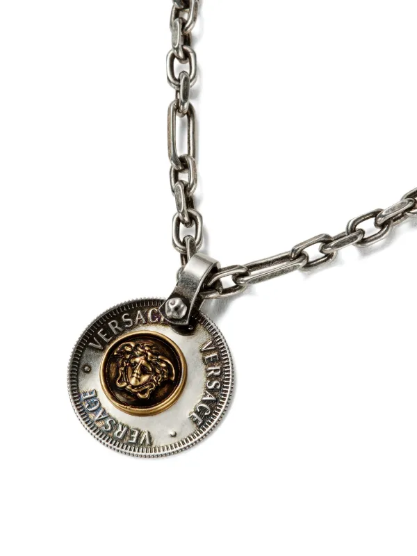 Versace Logo Tag Necklace | Silver | FARFETCH