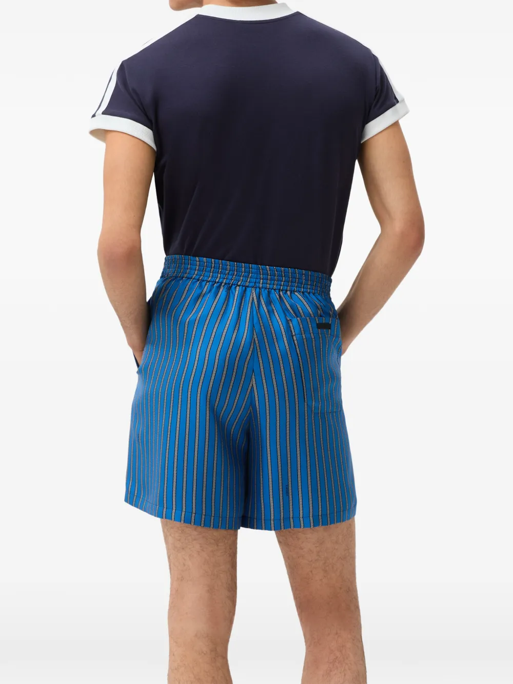 Versace Zijden twill shorts met print Blauw