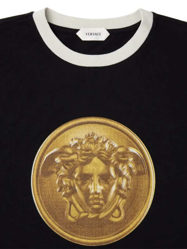 Versace Printed cotton-jersey Regular T-shirt | Black | FARFETCH