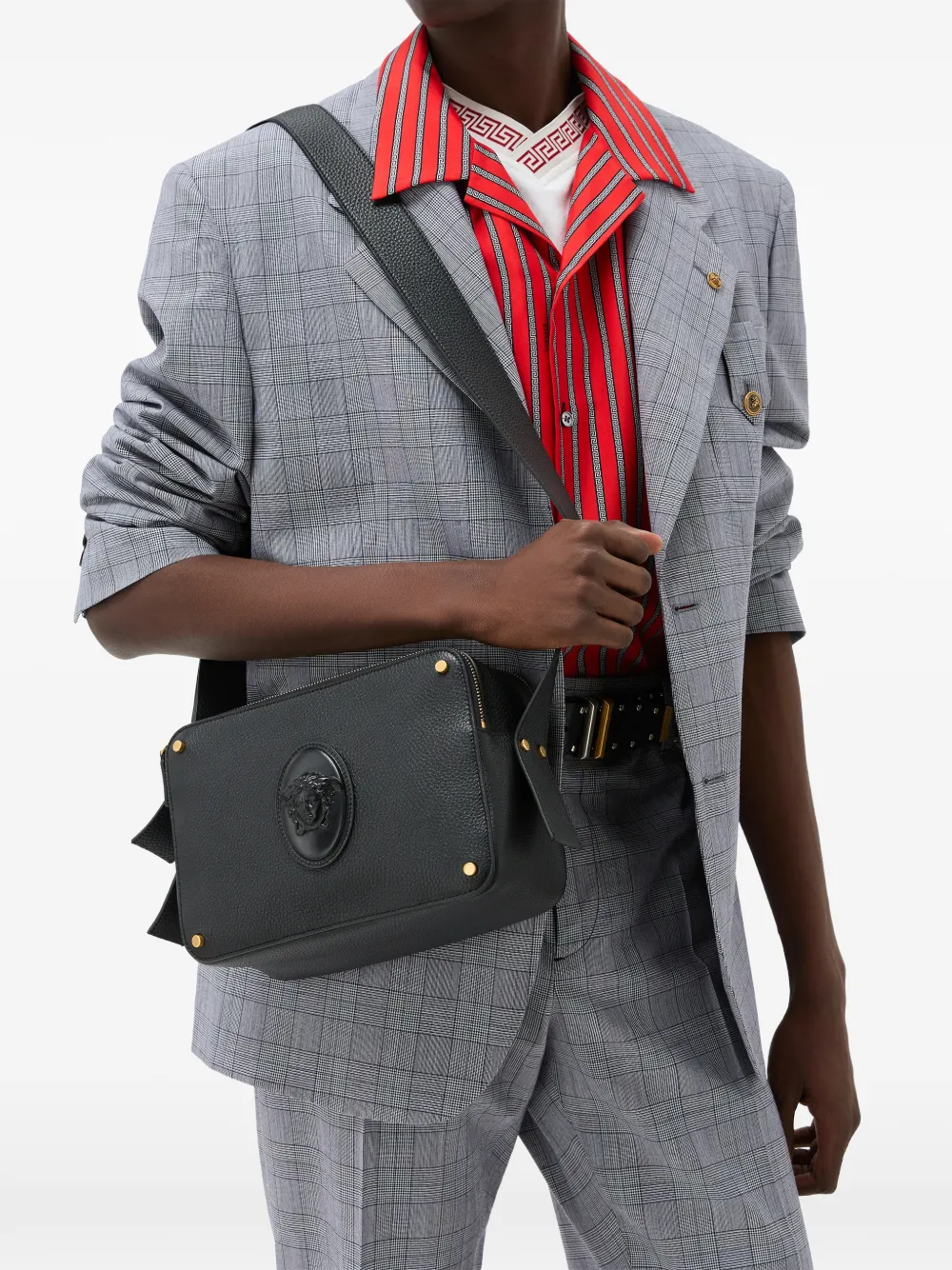 Versace Lou leren crossbodytas Zwart