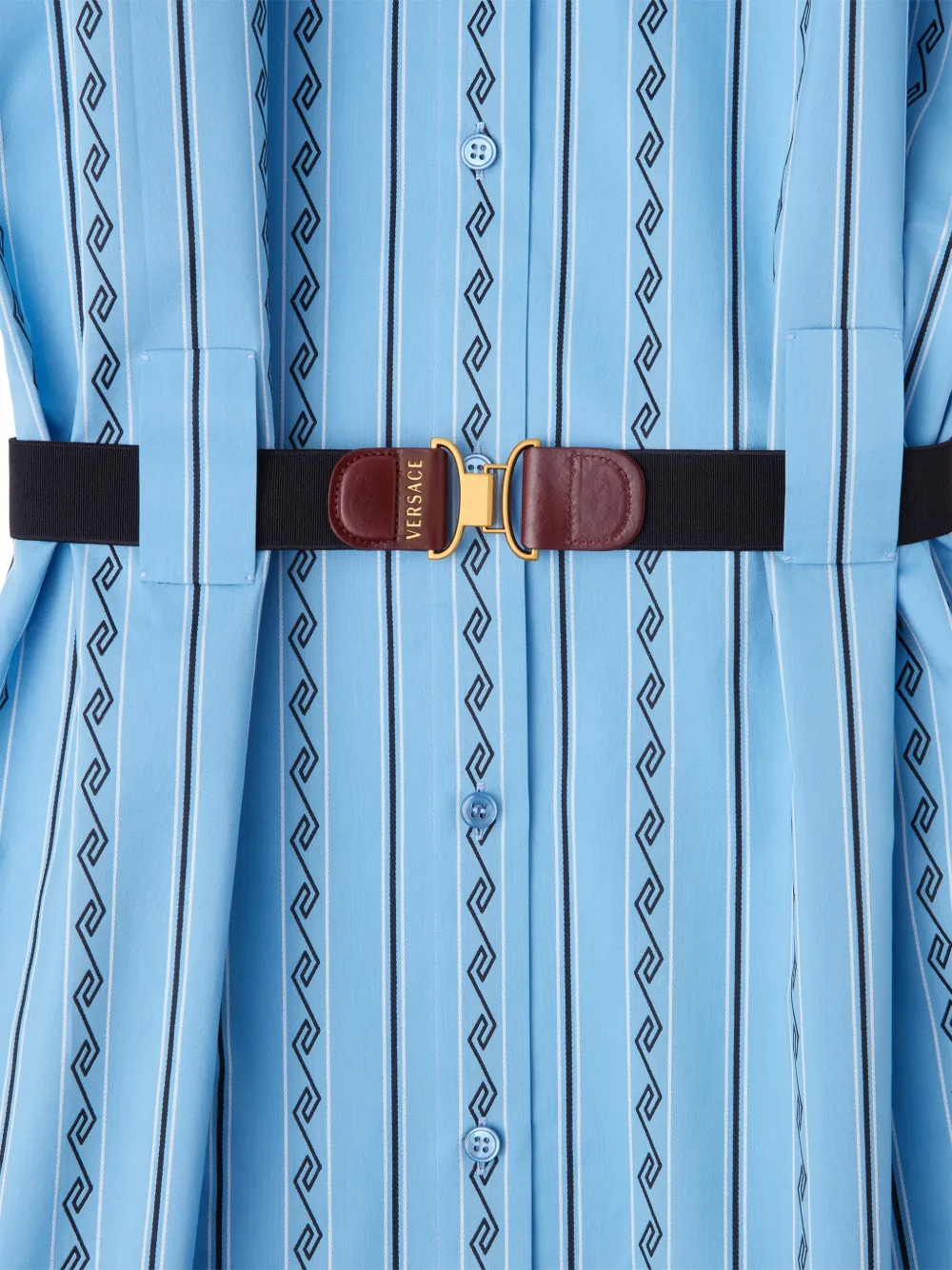 Versace Jacquard zijde-katoenen mini-jurk Blauw