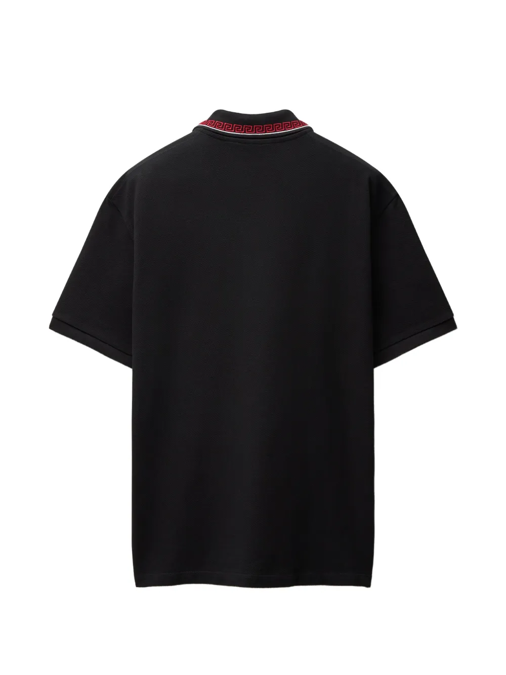 Versace Katoenen piqué poloshirt met geborduurd logo Zwart