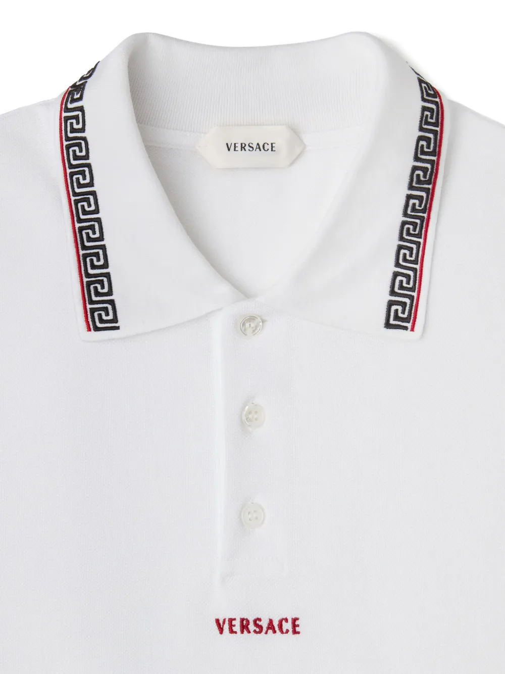 Versace Katoenen piqué poloshirt met geborduurd logo Wit