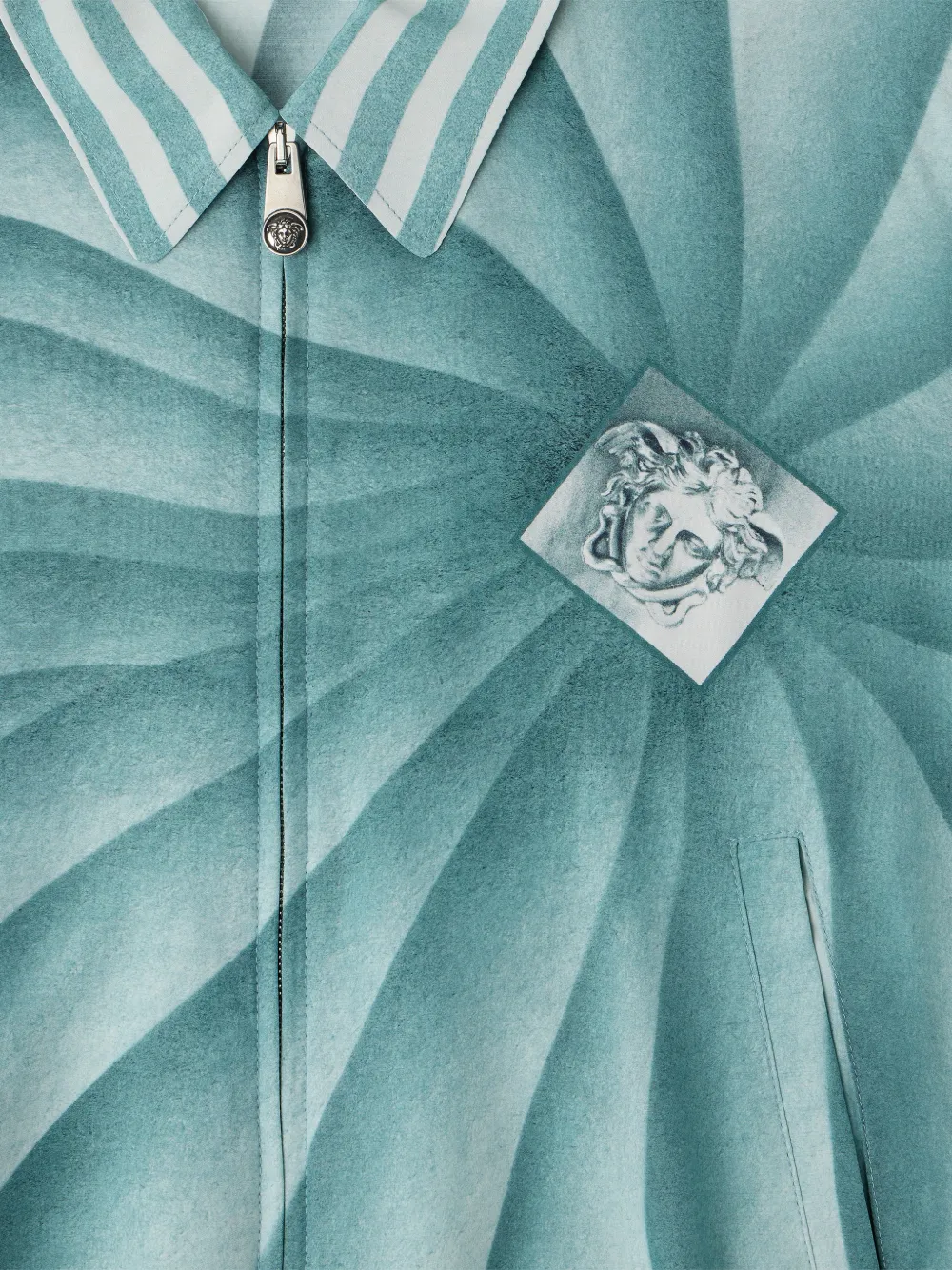 Versace Zijden-popeline jack met print Blauw