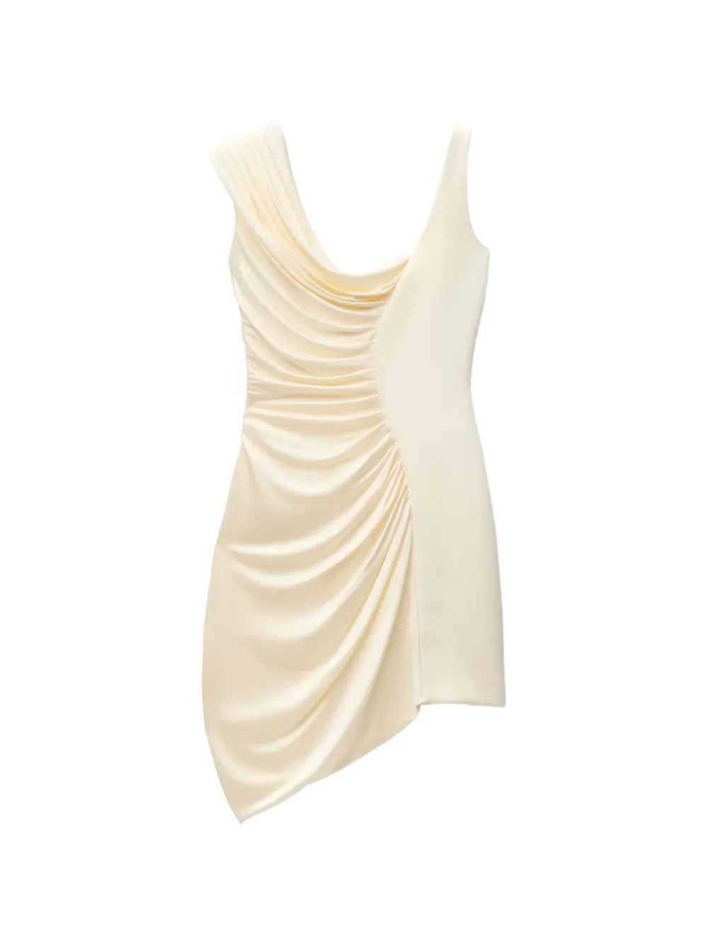 Versace Envers-satijnen crêpe gedrapeerde mini-jurk Beige