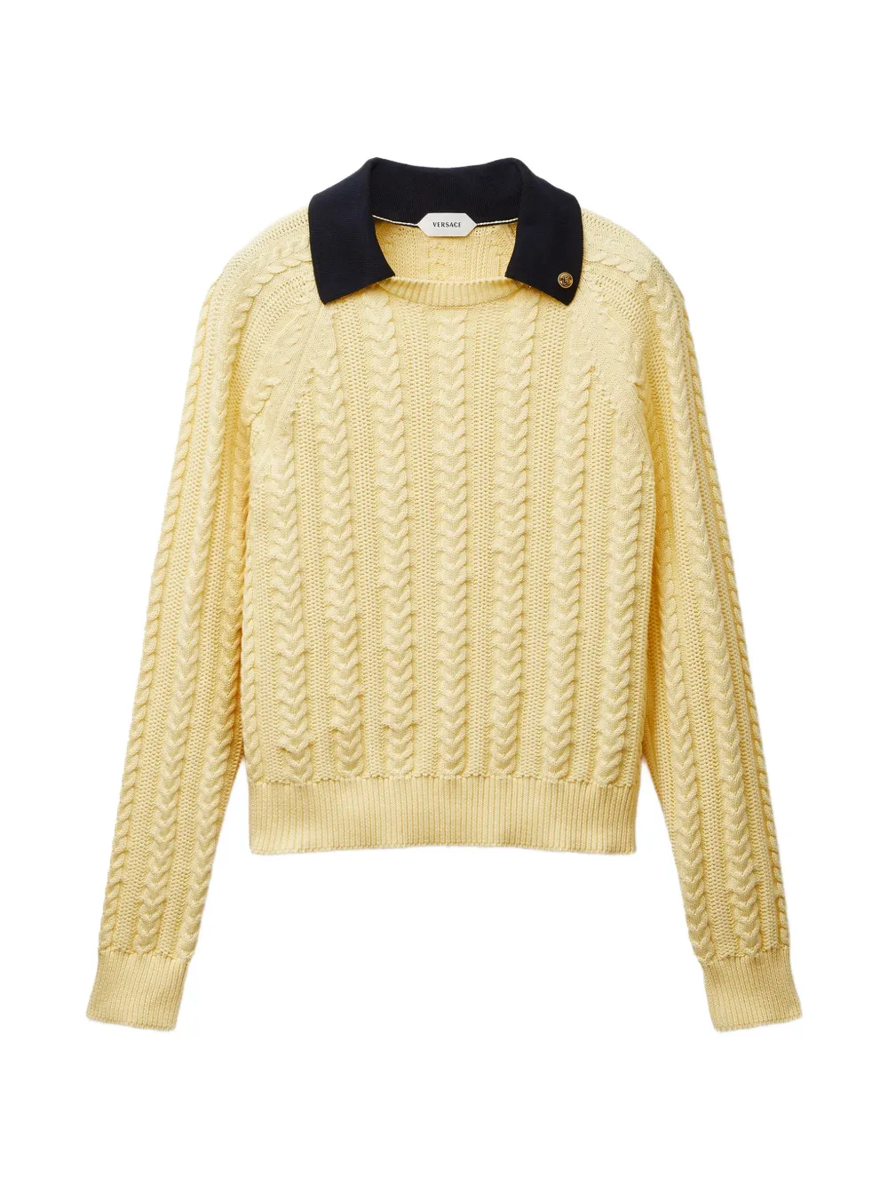 Versace Strickpullover mit Kontrastkragen - Gelb