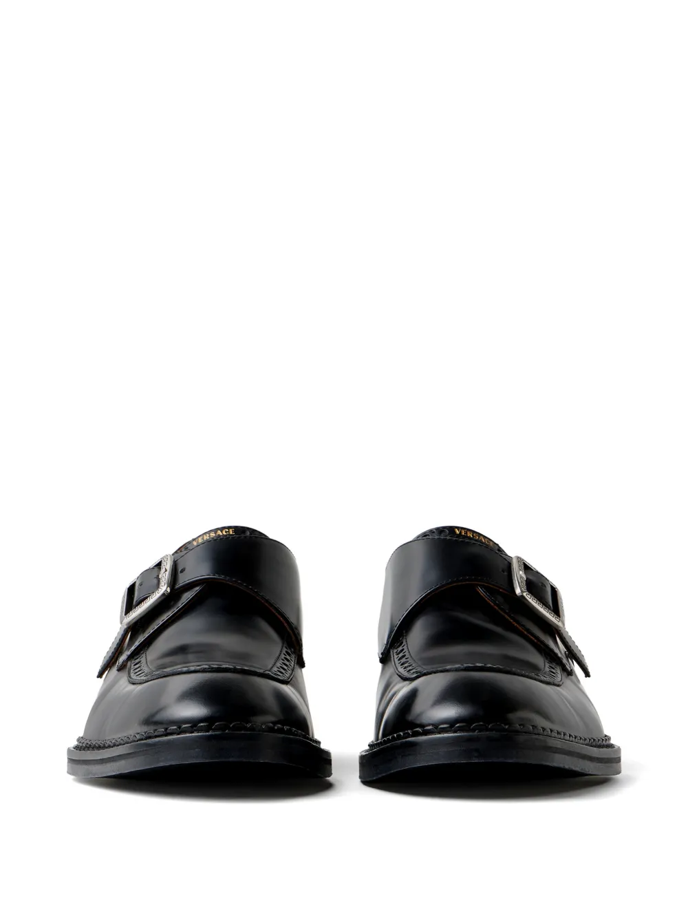 Versace Primo leren gespschoenen Zwart