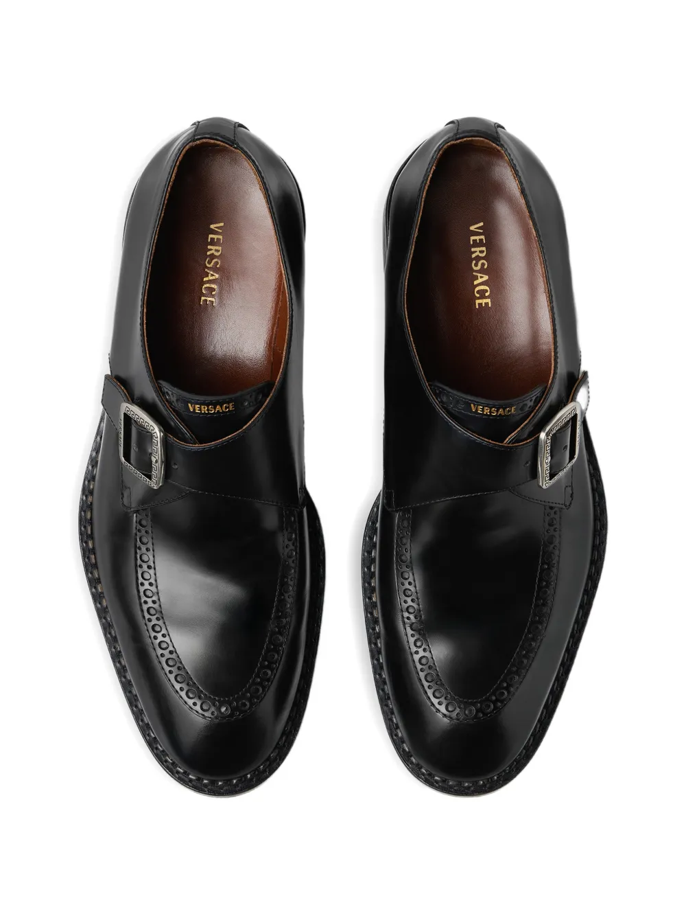 Versace Primo leren gespschoenen Zwart