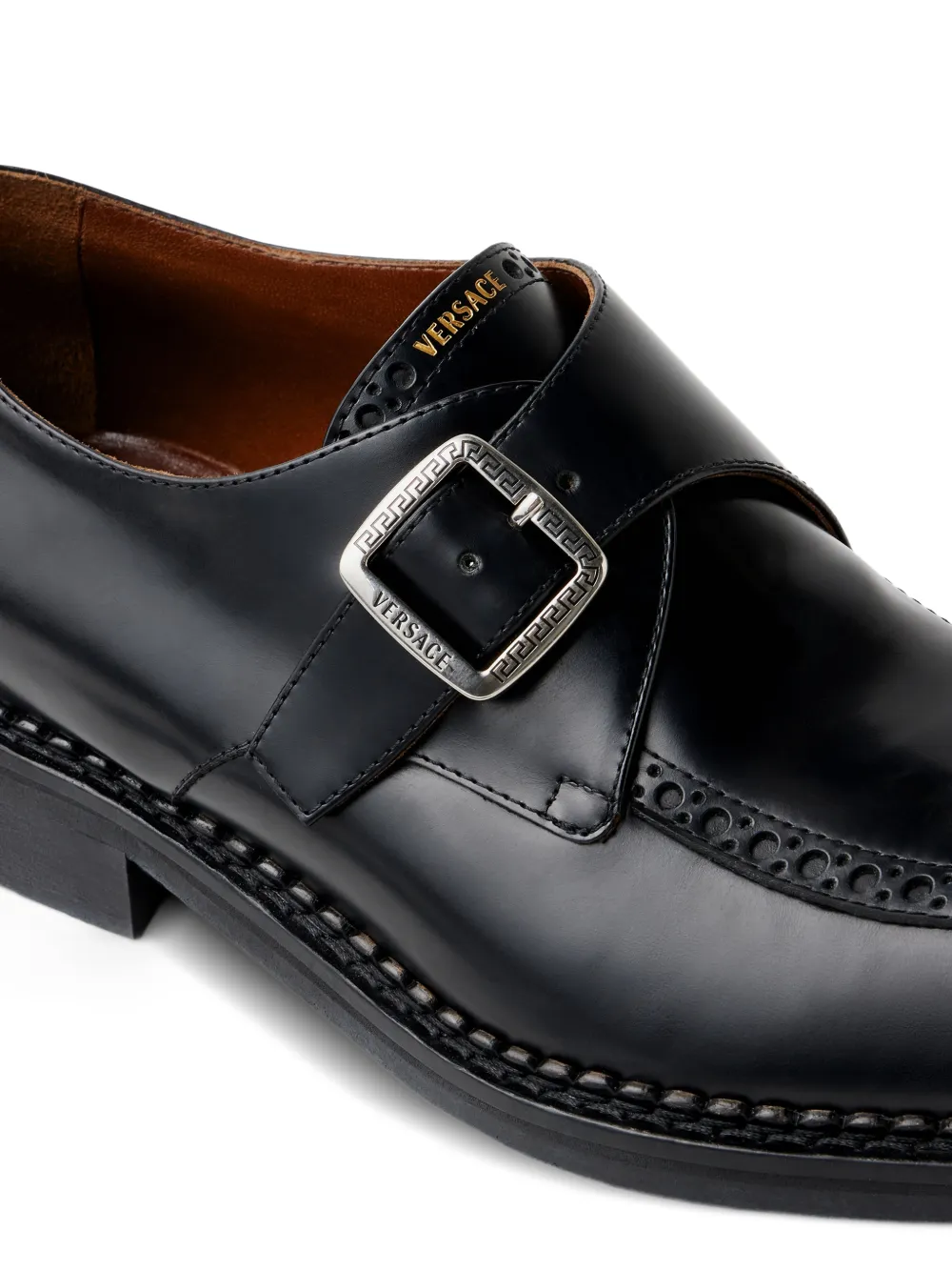 Versace Primo leren gespschoenen Zwart